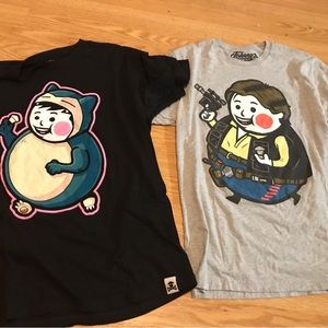 Johnny cupcake Pokemon and Star Ward Han Solo. Men’s size medium